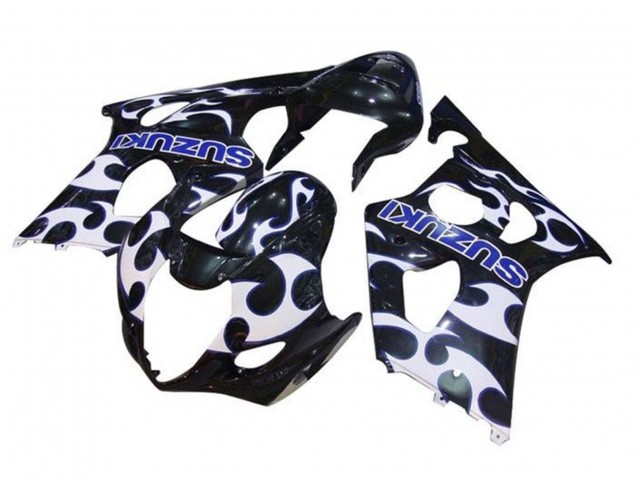 Billige Suzuki GSXR 1000 Motorrad Verkleidung 2003-2004 - Schwarz Weiss Blau Tribal