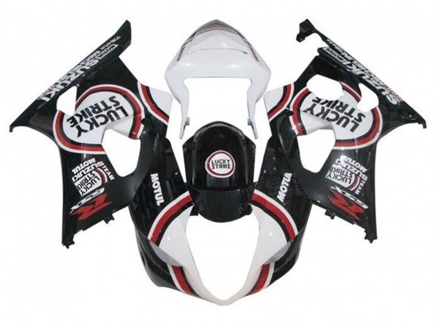 Billige Suzuki GSXR 1000 Motorrad Verkleidung 2003-2004 - Weiss Schwarz Rot Lucky Strike