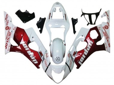 Billige Suzuki GSXR 1000 Motorrad Verkleidung 2003-2004 - Weiss Rot Jordan