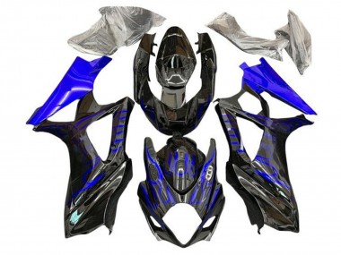 Billige Suzuki GSXR 1000 Motorrad Verkleidung 2005-2006 - Schwarz Blaue Flamme