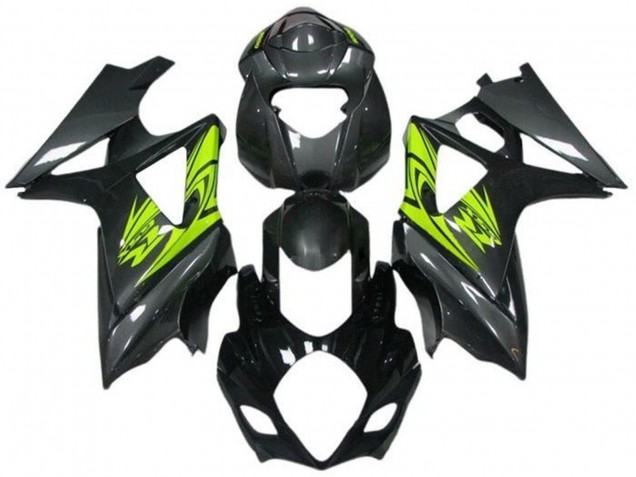 Billige Suzuki GSXR 1000 Motorrad Verkleidung 2005-2006 - Schwarz Grau Neon Gelb