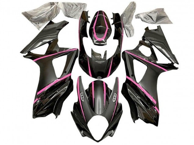 Billige Suzuki GSXR 1000 Motorrad Verkleidung 2005-2006 - Glanzendes Schwarz Matt Schwarz Rosa