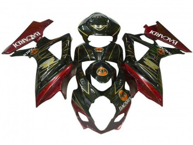 Billige Suzuki GSXR 1000 Motorrad Verkleidung 2005-2006 - Schwarz Rot Gold BACARDI