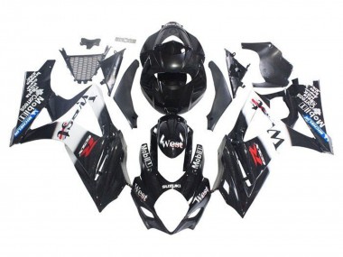 Billige Suzuki GSXR 1000 Motorrad Verkleidung 2005-2006 - Glanzendes Schwarz Weiss West