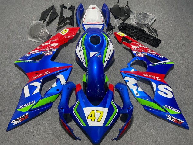 Billige Suzuki GSXR 1000 Motorrad Verkleidung 2005-2006 - Blau Grun Weiss Rot 47 Rennen