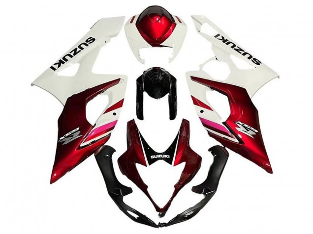 Billige Suzuki GSXR 1000 Motorrad Verkleidung 2005-2006 - Weiss Bonbon Rot Schwarz