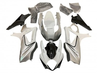 Billige Suzuki GSXR 1000 Motorrad Verkleidung 2005-2006 - Glanzendes Weiss Silber Schwarz