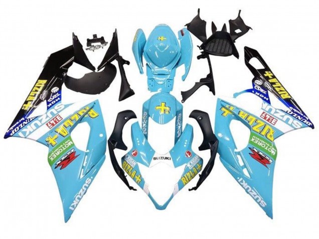 Billige Suzuki GSXR 1000 Motorrad Verkleidung 2005-2006 - Hellblau Grun Schwarz Gelb Rizla