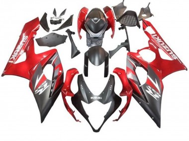 Billige Suzuki GSXR 1000 Motorrad Verkleidung 2005-2006 - Matt Schwarz Rot