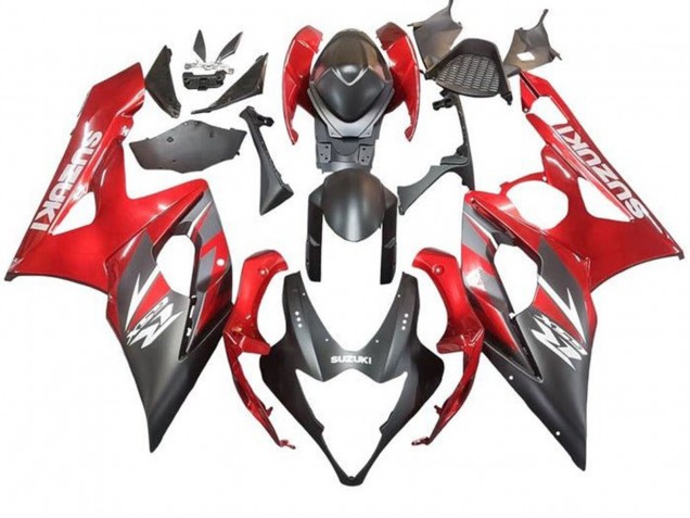 Billige Suzuki GSXR 1000 Motorrad Verkleidung 2005-2006 - Matt Schwarz Rot