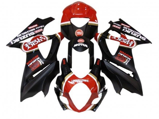 Billige Suzuki GSXR 1000 Motorrad Verkleidung 2005-2006 - Matt Schwarz Rot Lucky Strike