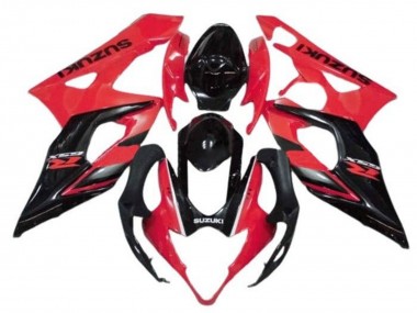 Billige Suzuki GSXR 1000 Motorrad Verkleidung 2005-2006 - Rot Glanzendes Schwarz Streifen