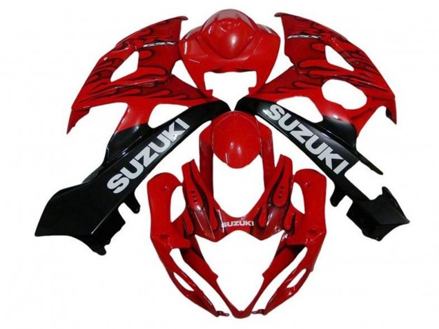 Billige Suzuki GSXR 1000 Motorrad Verkleidung 2005-2006 - Rot Schwarz Flamme Weiss