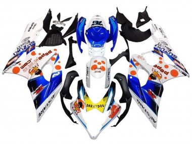 Billige Suzuki GSXR 1000 Motorrad Verkleidung 2005-2006 - Weiss Blau Orange Gelb Dunkel Dog