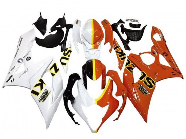 Billige Suzuki GSXR 1000 Motorrad Verkleidung 2005-2006 - Weiss Orange Gelb Geteiltes