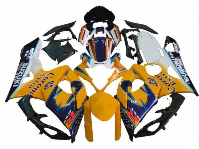 Billige Suzuki GSXR 1000 Motorrad Verkleidung 2005-2006 - Weiss Gelb Blau Schwarz Corona