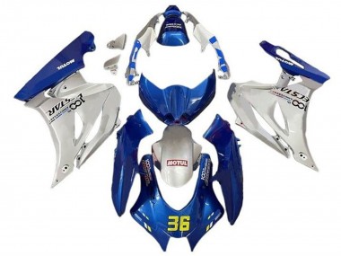 Billige Suzuki GSXR1000 Motorrad Verkleidung 2017-2024 - Blau Silber Motul 36