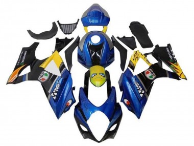 Billige Suzuki GSXR 1000 Motorrad Verkleidung 2007-2008 - Blau Gelb Schwarz Hai
