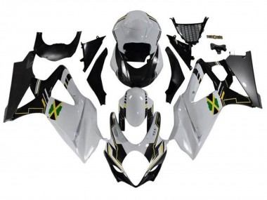 Billige Suzuki GSXR 1000 Motorrad Verkleidung 2007-2008 - Weiss Schwarz Jamaica