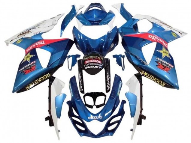 Billige Suzuki GSXR 1000 Motorrad Verkleidung 2009-2016 - Weiss Hellblau Rot Gelb RockStar