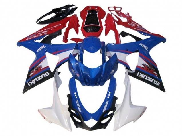 Billige Suzuki GSXR 1000 Motorrad Verkleidung 2009-2016 - Blau Weiss Rot Schwarz Streifen