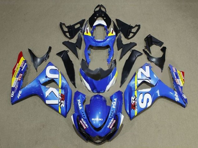 Billige Suzuki GSXR 1000 Motorrad Verkleidung 2009-2016 - Blau Weiss Gelb Streifen