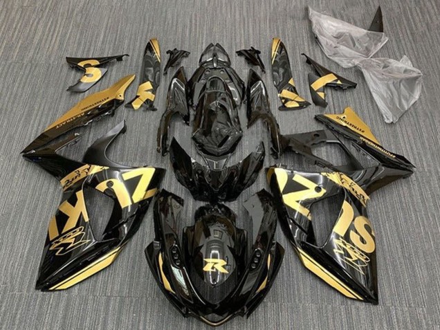 Billige Suzuki GSXR 1000 Motorrad Verkleidung 2009-2016 - Gold Glanzendes Schwarz