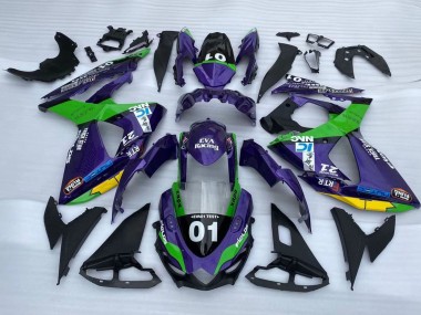 Billige Suzuki GSXR 1000 Motorrad Verkleidung 2009-2016 - Lila Grun Schwarz Gelb 01