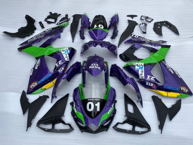 Billige Suzuki GSXR 1000 Motorrad Verkleidung 2009-2016 - Lila Grun Schwarz Gelb 01