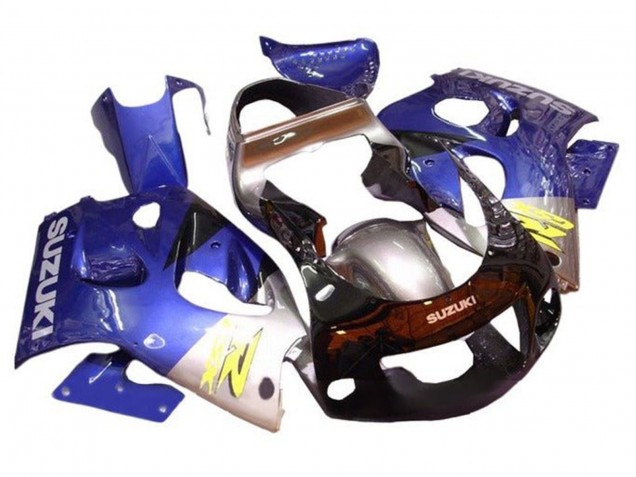 Billige Suzuki GSXR 600 / GSXR 750 Motorrad Verkleidung 1996-2000 - Blau Silber Schwarz