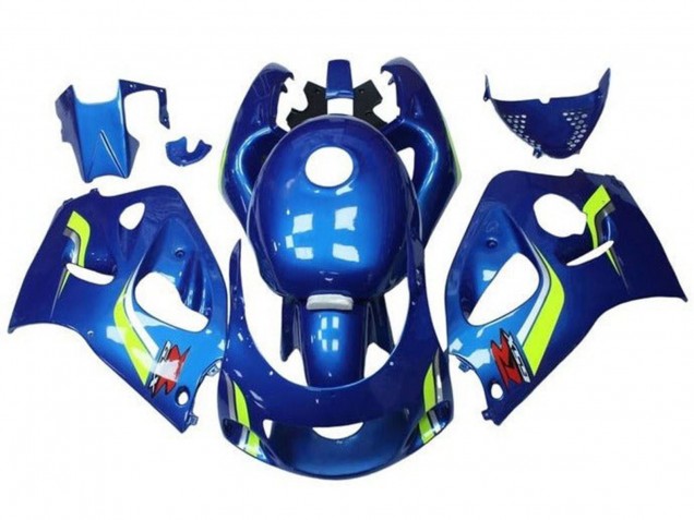 Billige Suzuki GSXR 600 / GSXR 750 Motorrad Verkleidung 1996-2000 - Blau Gelb Weiss