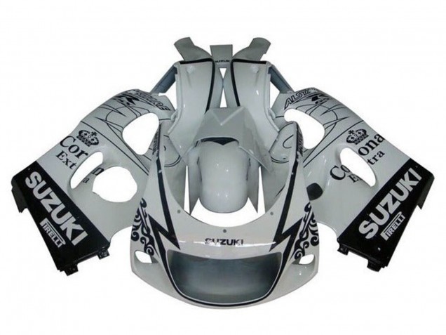 Billige Suzuki GSXR 600 / GSXR 750 Motorrad Verkleidung 1996-2000 - Weiss Schwarz Tribal Corona
