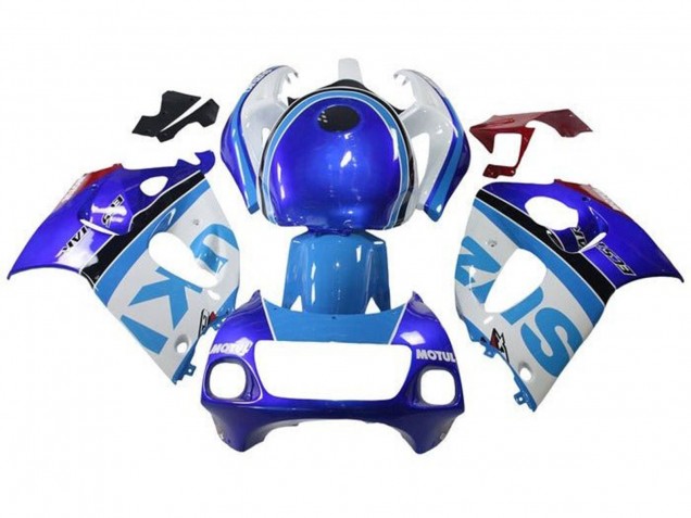 Billige Suzuki GSXR 600 / GSXR 750 Motorrad Verkleidung 1996-2000 - Weiss Blau Streifen