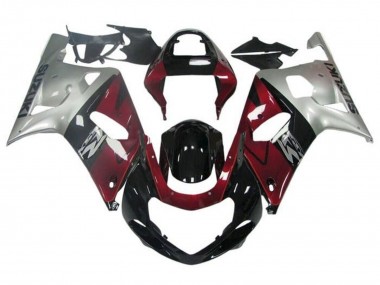 Billige Suzuki GSXR 600 / GSXR 750 Motorrad Verkleidung 2001-2003 - Silber Rot Glanzendes Schwarz