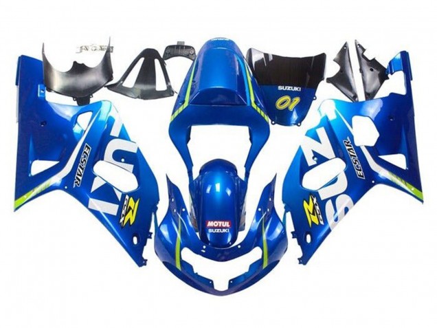 Billige Suzuki GSXR 600 / GSXR 750 Motorrad Verkleidung 2001-2003 - Blau Gelb Grun Weiss
