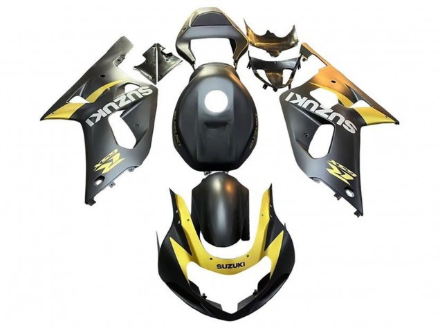 Billige Suzuki GSXR 600 / GSXR 750 Motorrad Verkleidung 2001-2003 - Matt Schwarz Gelb