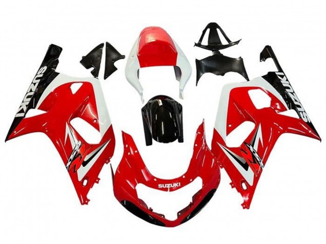 Billige Suzuki GSXR 600 / GSXR 750 Motorrad Verkleidung 2001-2003 - Rot Weiss Glanzendes Schwarz