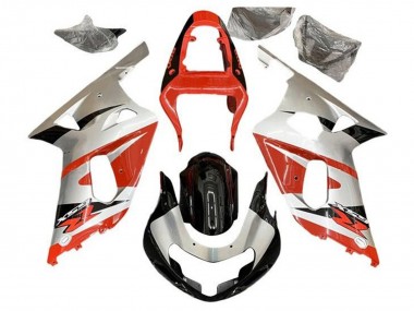 Billige Suzuki GSXR 600 / GSXR 750 Motorrad Verkleidung 2001-2003 - Silber Rot Glanzendes Schwarz