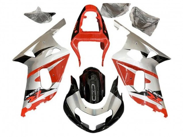Billige Suzuki GSXR 600 / GSXR 750 Motorrad Verkleidung 2001-2003 - Silber Rot Glanzendes Schwarz