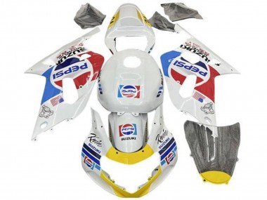 Billige Suzuki GSXR 600 / GSXR 750 Motorrad Verkleidung 2001-2003 - Weiss Blau Rot Gelb Pepsi