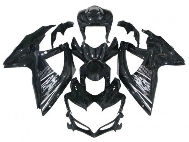 Billige Suzuki GSXR 600 / GSXR 750 Motorrad Verkleidung 2008-2010 - Glanzendes Schwarz Grau