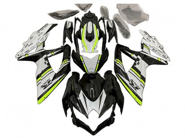 Billige Suzuki GSXR 600 / GSXR 750 Motorrad Verkleidung 2008-2010 - Weiss Grun Glanzendes Schwarz
