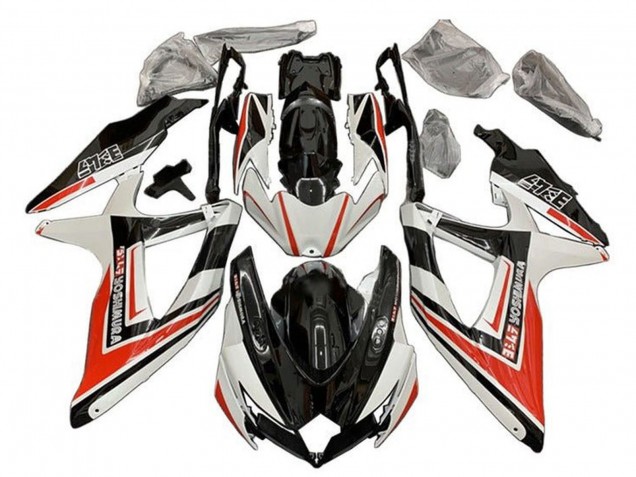 Billige Suzuki GSXR 600 / GSXR 750 Motorrad Verkleidung 2008-2010 - Weiss Orange Glanzendes Schwarz Yoshimura