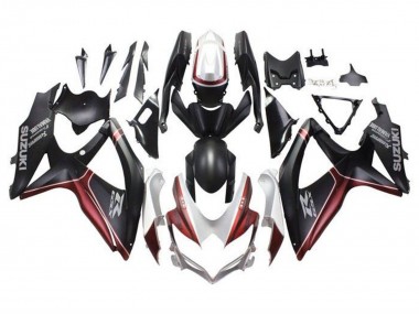 Billige Suzuki GSXR 600 / GSXR 750 Motorrad Verkleidung 2008-2010 - Weiss Rot Matt Schwarz
