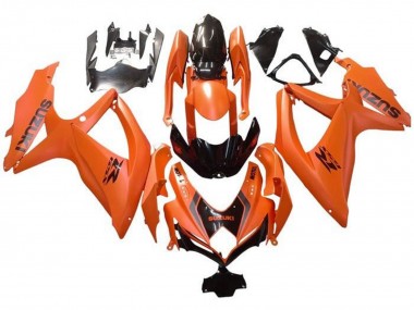 Billige Suzuki GSXR 600 / GSXR 750 Motorrad Verkleidung 2008-2010 - Orange Glanzendes Schwarz mit Aufkleber