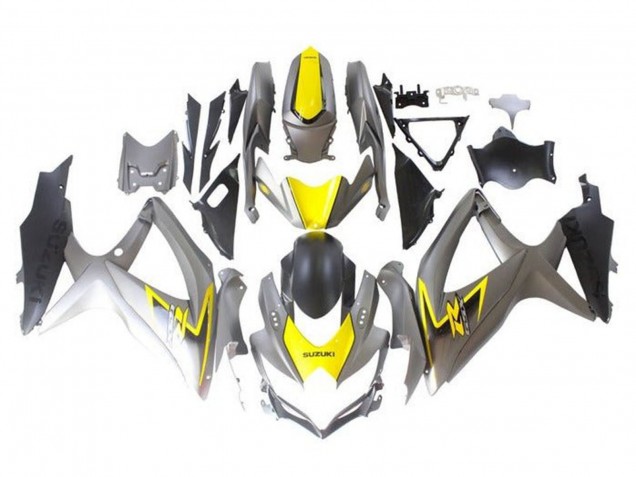 Billige Suzuki GSXR 600 / GSXR 750 Motorrad Verkleidung 2008-2010 - Silber Gelb Schwarz