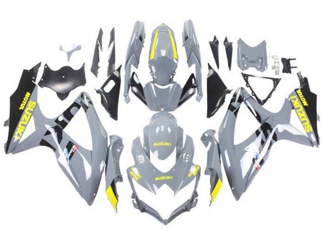 Billige Suzuki GSXR 600 / GSXR 750 Motorrad Verkleidung 2008-2010 - Nardo Grau Gelb Schwarz