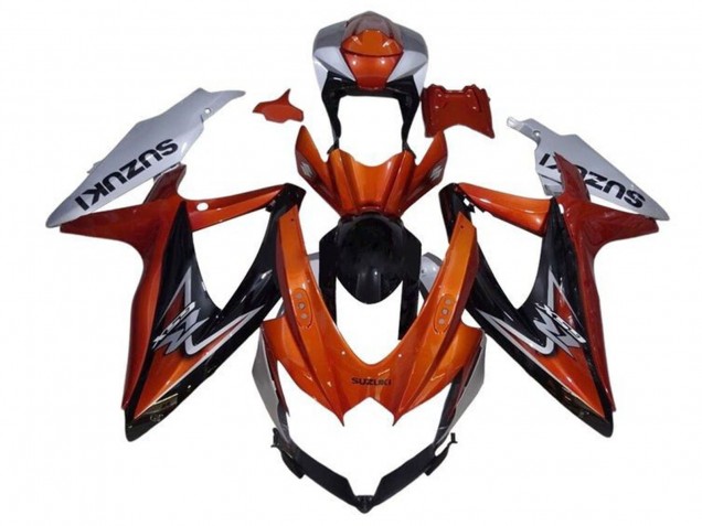 Billige Suzuki GSXR 600 / GSXR 750 Motorrad Verkleidung 2008-2010 - Silber Orange Glanzendes Schwarz