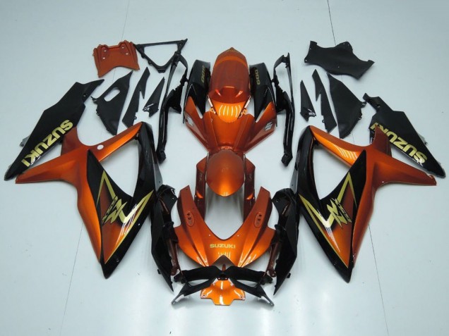 Billige Suzuki GSXR 600 / GSXR 750 Motorrad Verkleidung 2008-2010 - Orange Gold Schwarz