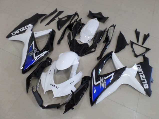 Billige Suzuki GSXR 600 / GSXR 750 Motorrad Verkleidung 2008-2010 - Weiss Blau Glanzendes Schwarz